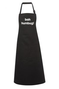 Adult Apron Christmas Apron Bah HUmbug Black Apron Womens Apron Mens Apron Kitchen Apron Heart of the Home Lytham www.potdolly.com