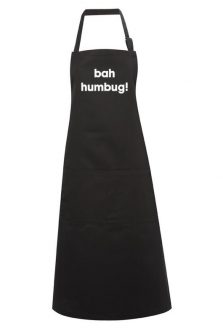 Adult Apron Christmas Apron Bah HUmbug Black Apron Womens Apron Mens Apron Kitchen Apron Heart of the Home Lytham www.potdolly.com