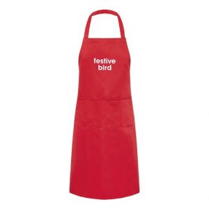 Adult Apron Christmas Apron Festive Bird Apron Red Apron Womens Apron Kitchen Apron Heart of the Home Lytham www.potdolly.com