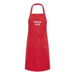 Adult Apron Christmas Apron Festive Bird Apron Red Apron Womens Apron Kitchen Apron Heart of the Home Lytham www.potdolly.com