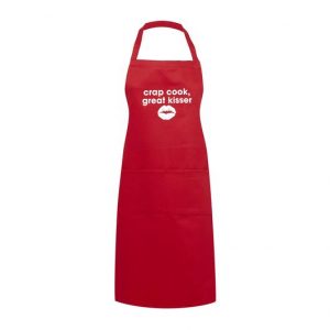 Adult Apron Crap Cook Great Kisser Red Apron Mens Apron Womens Apron Kitchen Apron Heart of the Home Lytham www.potdolly.com