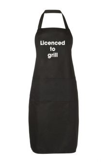 Adult Apron Licensed to Grill Black Apron Mens Apron Kitchen Apron Heart of the Home Lytham www.potdolly.com