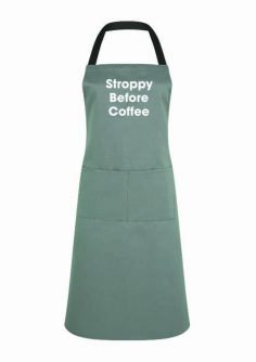 Adult Apron Stroppy Before Coffee Grey Apron Womens Apron Mens Apron Kitchen Apron Heart of the Home Lytham www.potdolly.com