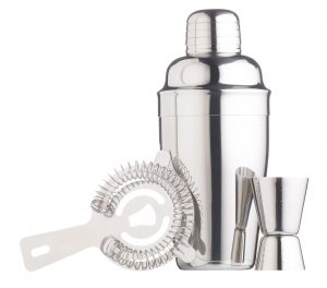 Cocktail shaker Gift Set 3 Piece Stainless Steel Spirit Drinks Measure Cocktail strainer Silver coloured Cocktail shaker Cocktail Recipes Boston Shaker Heart of the Home Lytham www.potdolly.com