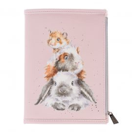 Note Book Wallet Wrendale Designs Notebook Wallet Travel Wallet Jotter Wallet Pink Bunny Rabbit Guinea Pig Hamster Piggy in the Middle Heart of the Home Lytham www.potdolly,com NBW004