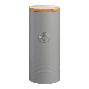 SPAGHETTI STORAGE CANISTER PASTA TIN STORAGE TIN GREY GRAY TYPHOON LIVING HEART OF THE HOME LYTHAM WWW.POTDOLLY.COM